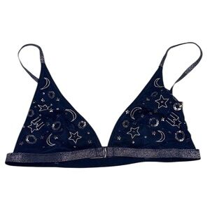 Victoria’s Secret Navy Starry Night Bralette size medium clasp front